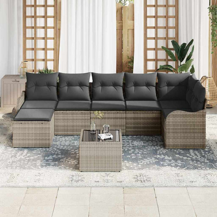 Set de canapele pentru grădină 8 pcs Gri deschis Rattan poli - WALTI WALTI