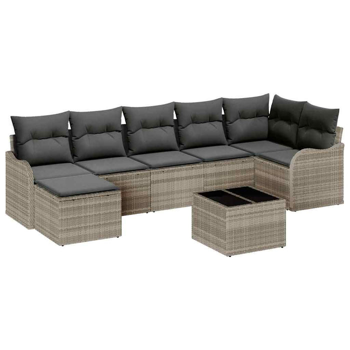 Set de canapele pentru grădină 8 pcs Gri deschis Rattan poli - WALTI WALTI