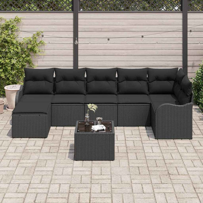 Set de canapele pentru grădină cu pernă 8 pcs Negru Rattan poli - WALTI WALTI