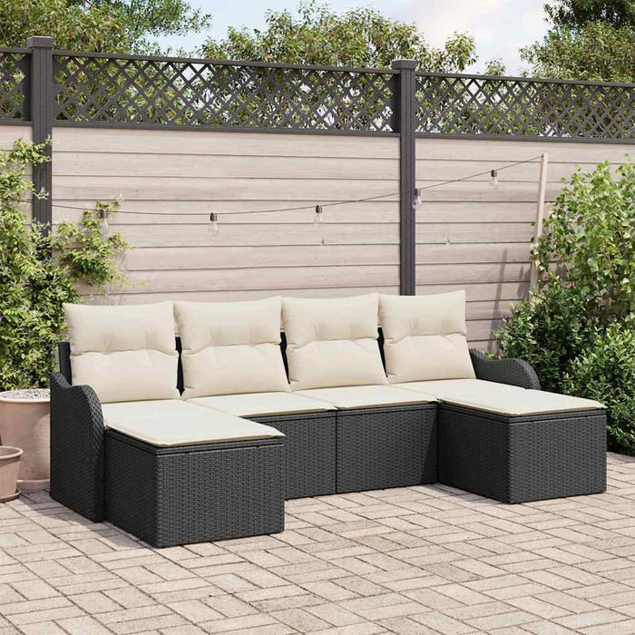 Set de canapele pentru grădină 6 pcs Negru, alb Rattan poli - WALTI WALTI