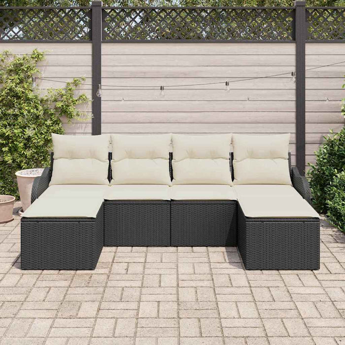 Set de canapele pentru grădină 6 pcs Negru, alb Rattan poli - WALTI WALTI