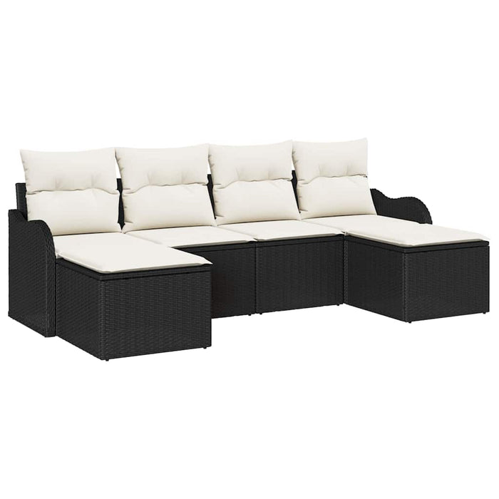 Set de canapele pentru grădină 6 pcs Negru, alb Rattan poli - WALTI WALTI