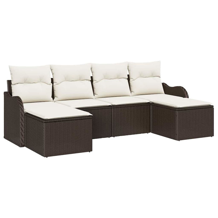Set de canapele pentru grădină 6 pcs Maro și alb Rattan poli - WALTI WALTI