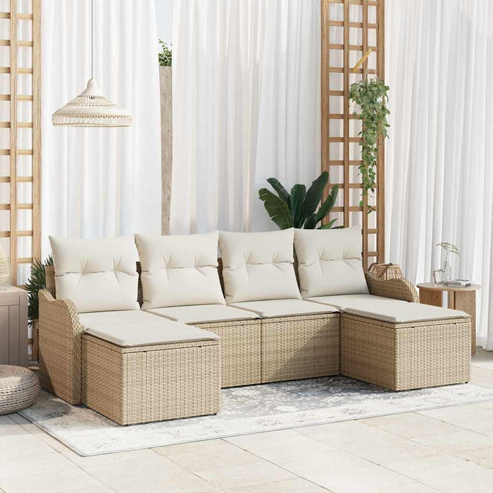 Set de canapele pentru grădină 6 pcs Bej, alb Rattan poli - WALTI WALTI