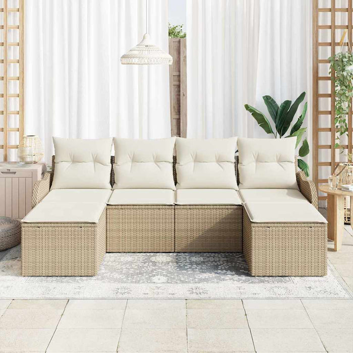 Set de canapele pentru grădină 6 pcs Bej, alb Rattan poli - WALTI WALTI