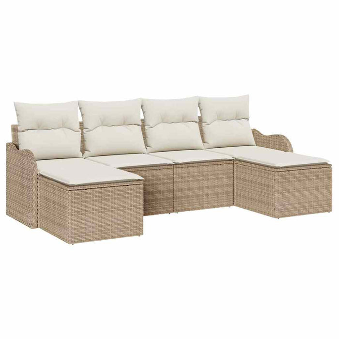 Set de canapele pentru grădină 6 pcs Bej, alb Rattan poli - WALTI WALTI