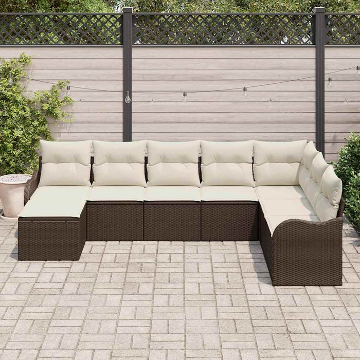 Set de canapele pentru grădină 8 pcs Maro și alb Rattan poli - WALTI WALTI