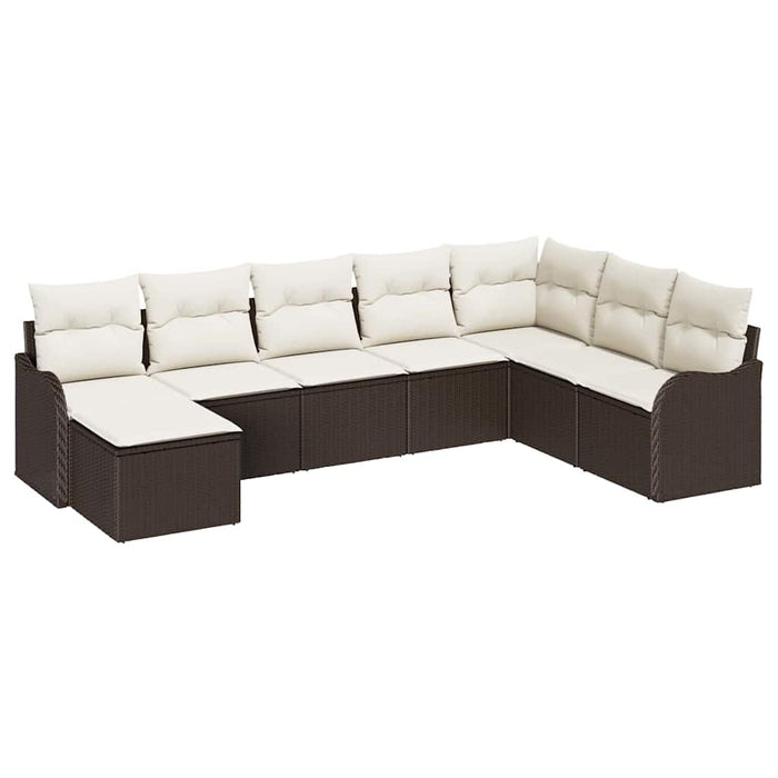 Set de canapele pentru grădină 8 pcs Maro și alb Rattan poli - WALTI WALTI