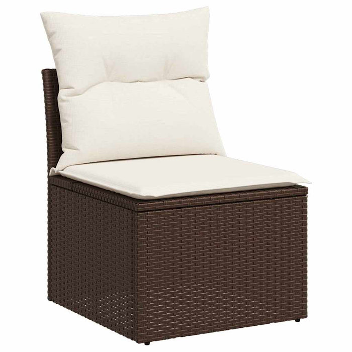Set de canapele pentru grădină 8 pcs Maro și alb Rattan poli - WALTI WALTI