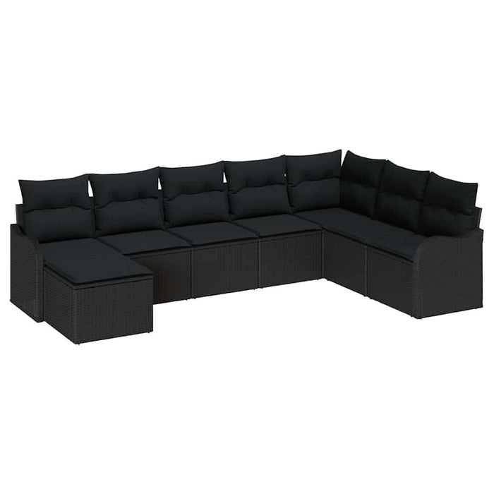 Set de canapele pentru grădină cu pernă 8 pcs Negru Rattan poli - WALTI WALTI