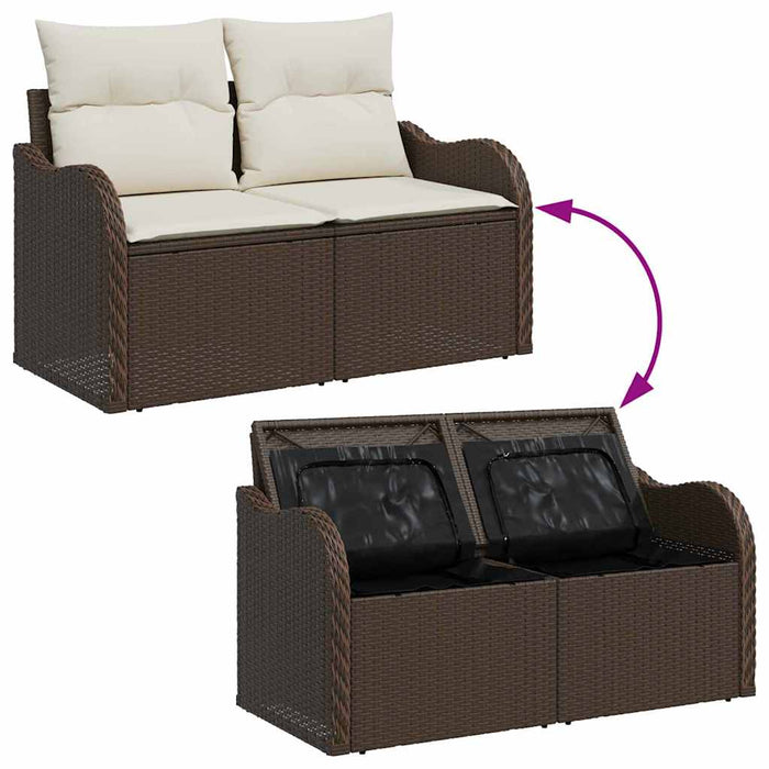 Set de canapele pentru grădină 9 pcs Maro și alb Rattan poli - WALTI WALTI