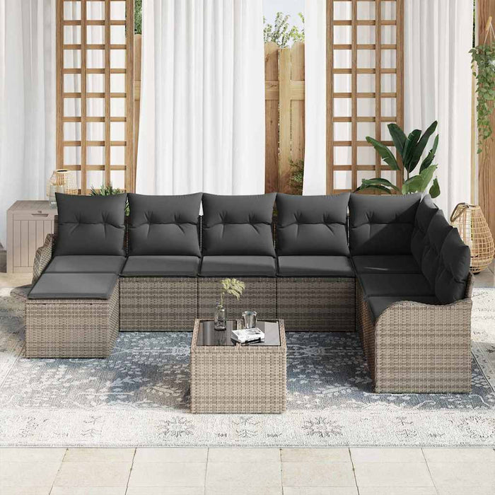 Set de canapele pentru grădină 9 pcs Gri poliratan - WALTI WALTI