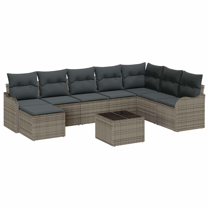 Set de canapele pentru grădină 9 pcs Gri poliratan - WALTI WALTI