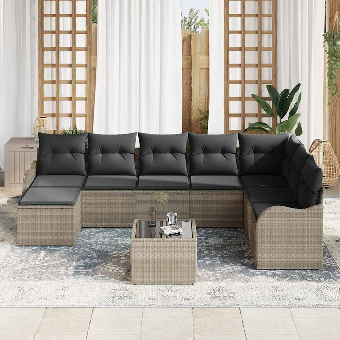 Set de canapele pentru grădină 9 pcs Gri deschis Rattan poli - WALTI WALTI