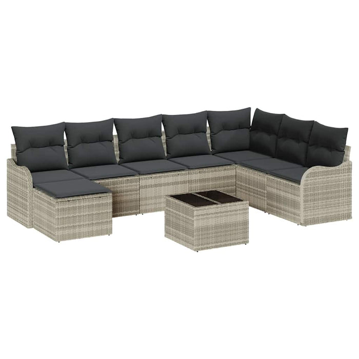Set de canapele pentru grădină 9 pcs Gri deschis Rattan poli - WALTI WALTI