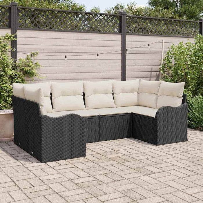 Set de canapele pentru grădină 6 pcs Negru și alb Rattan poli - WALTI WALTI