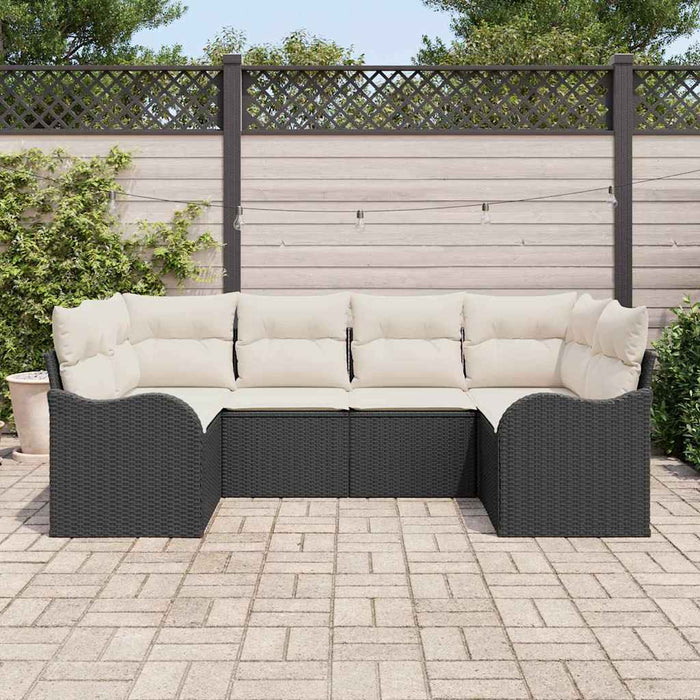 Set de canapele pentru grădină 6 pcs Negru și alb Rattan poli - WALTI WALTI