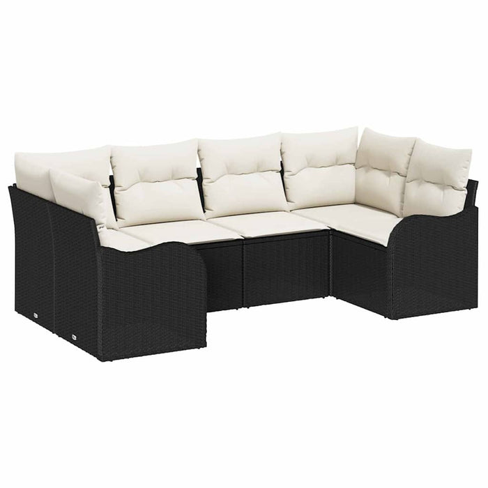 Set de canapele pentru grădină 6 pcs Negru și alb Rattan poli - WALTI WALTI