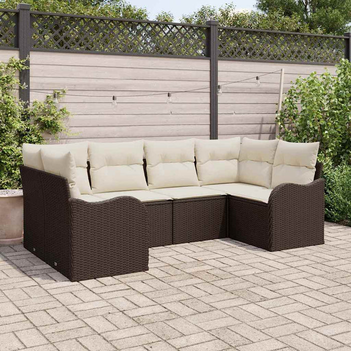 Set de canapele pentru grădină 6 pcs maro și alb Rattan poli - WALTI WALTI