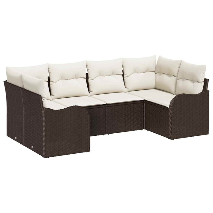 Set de canapele pentru grădină 6 pcs maro și alb Rattan poli - WALTI WALTI