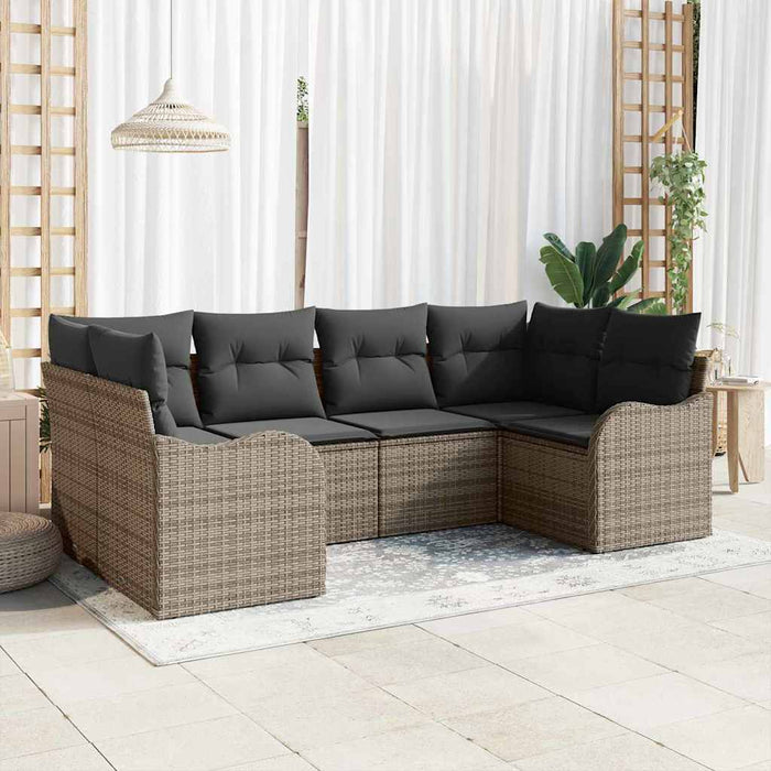 Set de canapele pentru grădină cu pernă 6 pcs Gri Rattan poli - WALTI WALTI