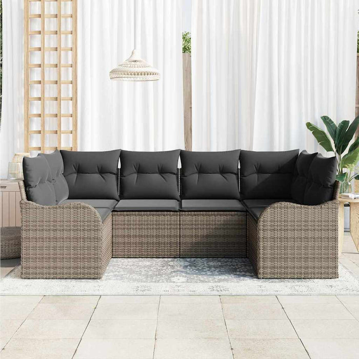 Set de canapele pentru grădină cu pernă 6 pcs Gri Rattan poli - WALTI WALTI