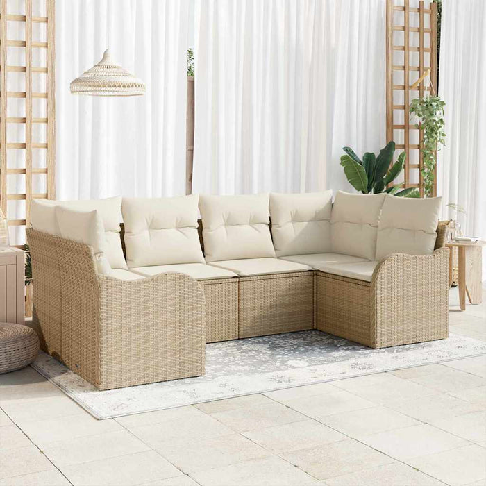 Set de canapele pentru grădină 6 pcs Bej, alb Rattan poli - WALTI WALTI