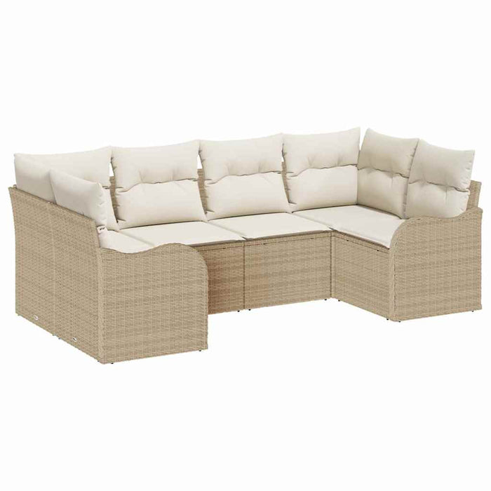 Set de canapele pentru grădină 6 pcs Bej, alb Rattan poli - WALTI WALTI