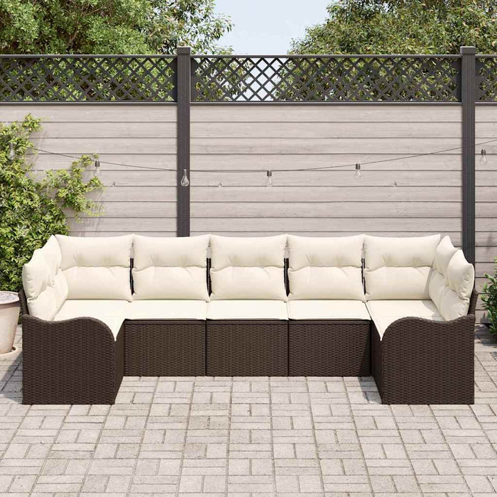 Set de canapele pentru grădină 7 pcs maro și alb Rattan poli - WALTI WALTI