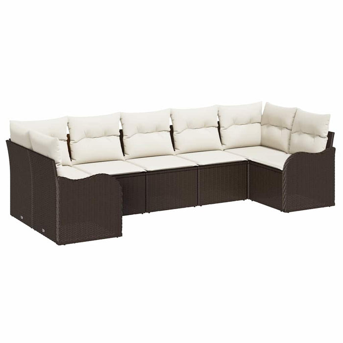 Set de canapele pentru grădină 7 pcs maro și alb Rattan poli - WALTI WALTI