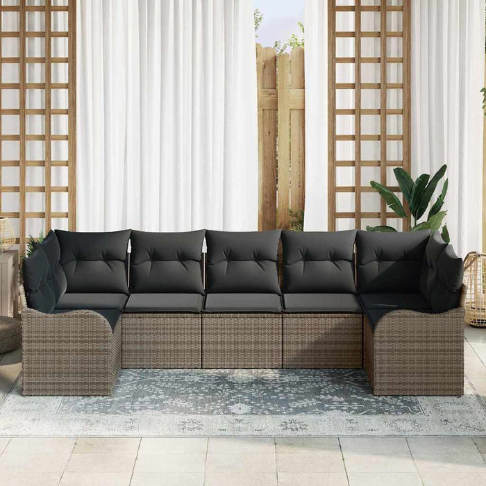Set de canapele pentru grădină cu pernă 7 pcs Gri Rattan poli - WALTI WALTI