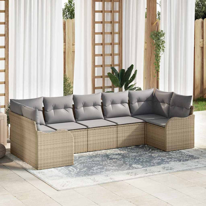 Set de canapele pentru grădină 7 pcs bej și gri deschis - WALTI WALTI