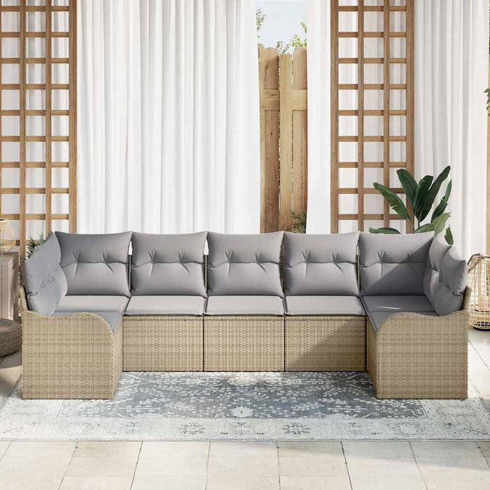 Set de canapele pentru grădină 7 pcs bej și gri deschis - WALTI WALTI