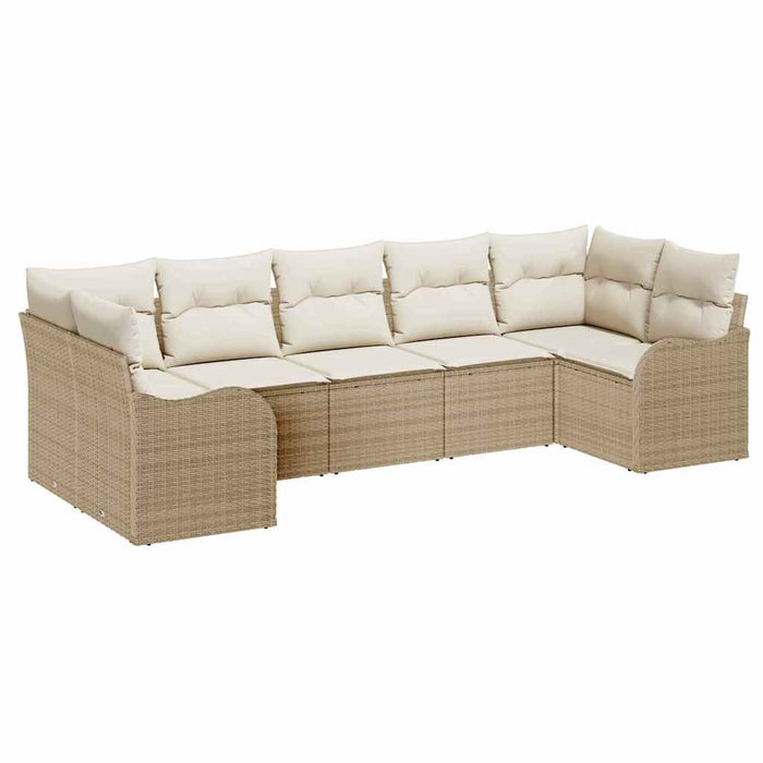 Set de canapele pentru grădină 7 pcs Bej și alb Rattan poli - WALTI WALTI
