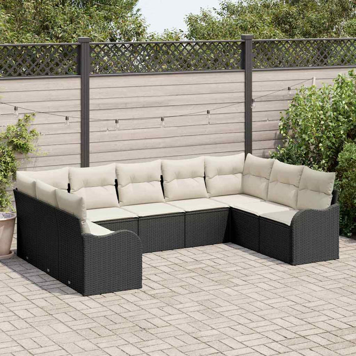 Set de canapele pentru grădină 9 pcs Negru și alb Rattan poli - WALTI WALTI