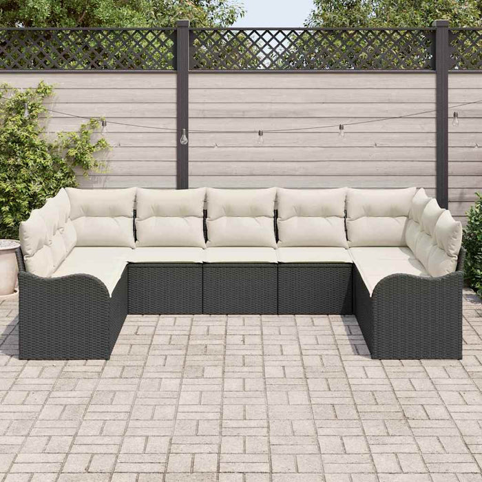 Set de canapele pentru grădină 9 pcs Negru și alb Rattan poli - WALTI WALTI