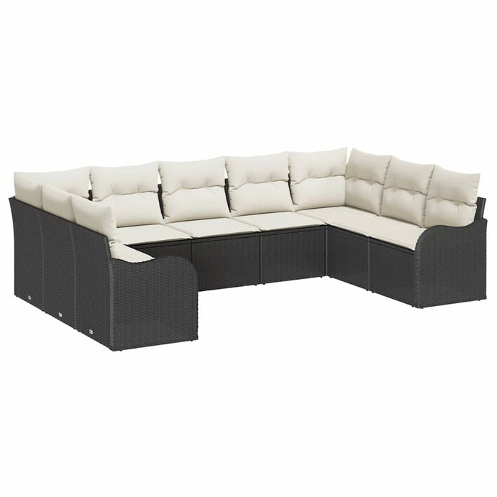 Set de canapele pentru grădină 9 pcs Negru și alb Rattan poli - WALTI WALTI