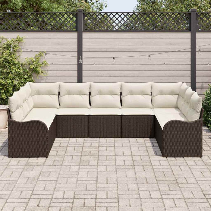 Set de canapele pentru grădină 9 pcs maro și alb Rattan poli - WALTI WALTI