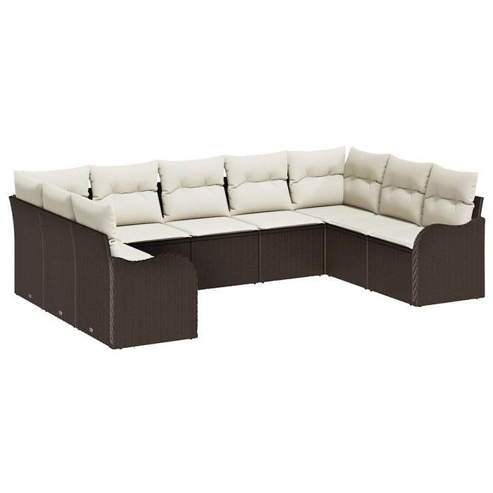 Set de canapele pentru grădină 9 pcs maro și alb Rattan poli - WALTI WALTI