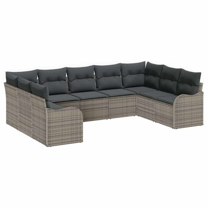 Set de canapele pentru grădină cu pernă 9 pcs Gri Rattan poli - WALTI WALTI