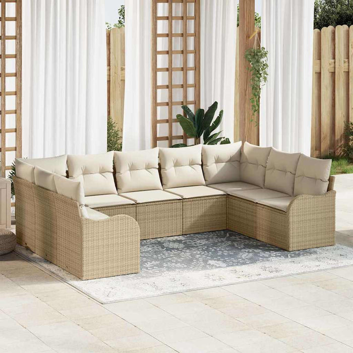 Set de canapele pentru grădină 9 pcs Bej, alb Rattan poli - WALTI WALTI