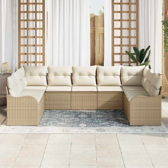 Set de canapele pentru grădină 9 pcs Bej, alb Rattan poli - WALTI WALTI