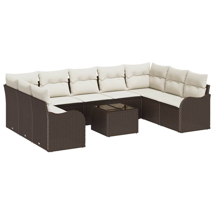 Set de canapele pentru grădină 10 pcs maro și alb Rattan poli - WALTI WALTI