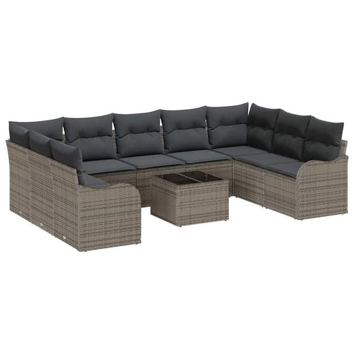 Set de canapele pentru grădină cu pernă 10 pcs Gri Rattan poli - WALTI WALTI