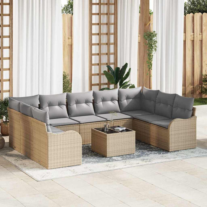 Set de canapele pentru grădină 10 pcs bej și gri deschis - WALTI WALTI