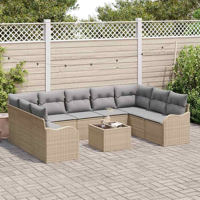 Set de canapele pentru grădină 10 pcs bej și gri deschis - WALTI WALTI