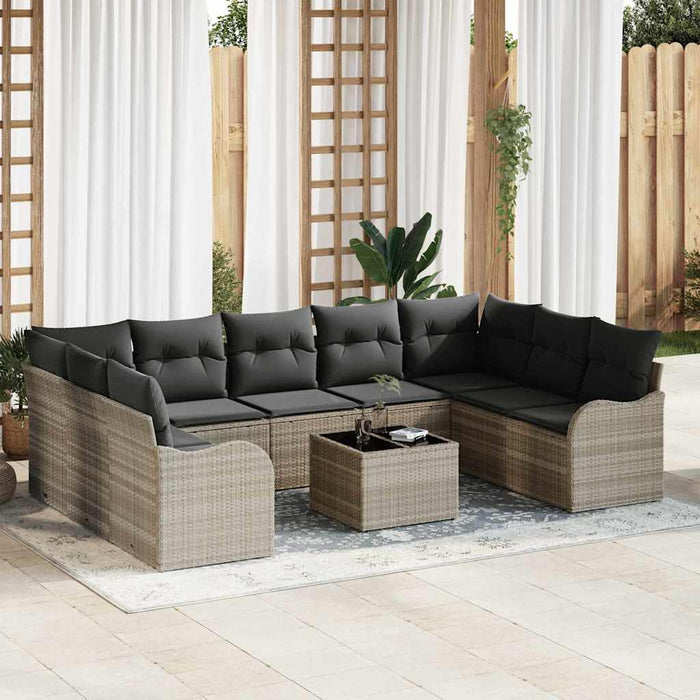 Set de canapele pentru grădină 10 pcs Gri deschis Rattan poli - WALTI WALTI