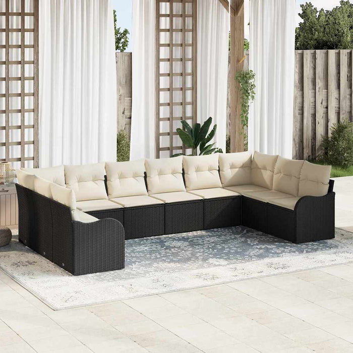 Set de canapele pentru grădină 10 pcs Negru și alb Rattan poli - WALTI WALTI