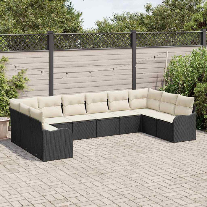 Set de canapele pentru grădină 10 pcs Negru și alb Rattan poli - WALTI WALTI