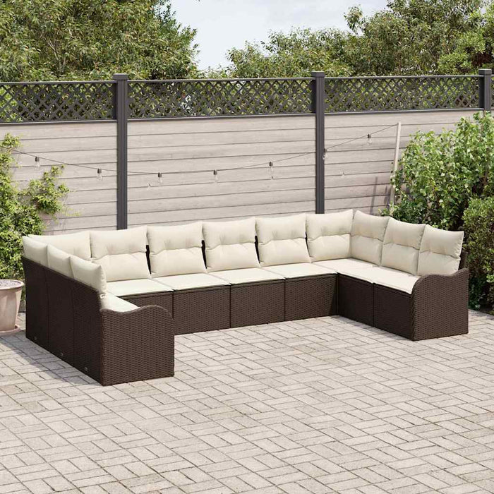 Set de canapele pentru grădină 10 pcs maro și alb Rattan poli - WALTI WALTI